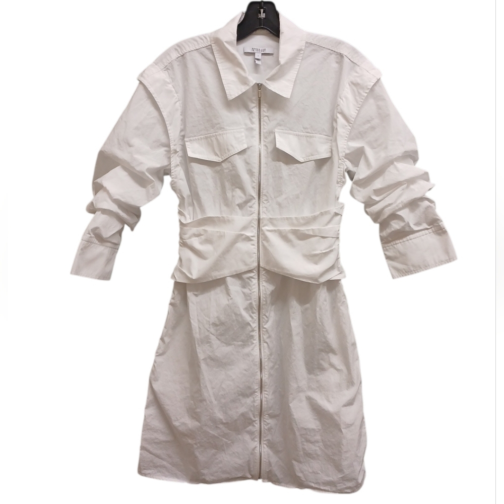 10 Crosby Derek Lam White Skylar Zip Front Shirt Dress Size 4